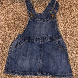 Old navy blue jean overall dress